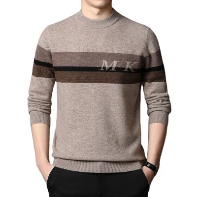 China Anti-Wrinkle Mens Winter Jacquard Letter Pattern Pullover Casual Style 100% Wool Crewneck Long Sleeve Sweater for sale