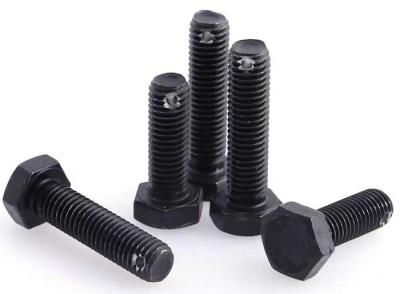 China Black Hex Head Bolts With A Hole on the End of Shank Grade 8.8 &.10.9 Carbon Steel for sale