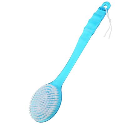 China All Natural Colorful Long Handle Plastic Soft Bath Brush Hanging Bath Ball Back Brush Double Sided Exfoliating Shower Brush for sale