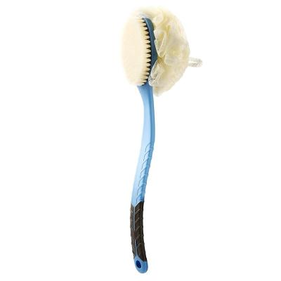 China All Natural Hot Sale Back Scrubber Bathroom Shower Body Brush Long Handle Exfoliating Bath Sponge Shower Body Brush With Bristle And Loofah for sale