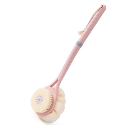 China All Natural Back Scrubber Brush, TEGOOL Body Bath Shower Brush with Bristle and Loofah/Mesh Sponge, 16 Inch Long Handle Built-in TPRMateril for sale