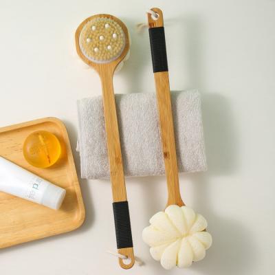 China All Natural Edawa Body Brush Silicone Handle Two Sides Dry Boar Stiffen Shower Massage Nylon Soft Body Brush for sale