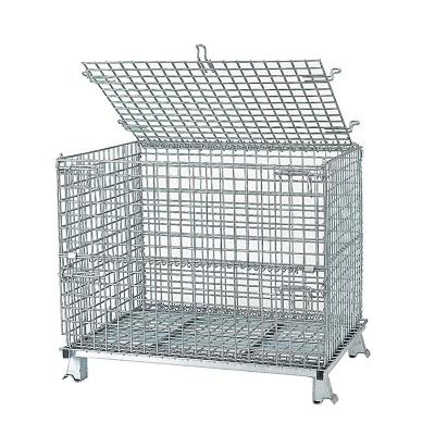 China Large capacity Heavy Duty Steel High capacity  Mesh box wire cage metal bin storage container for sale