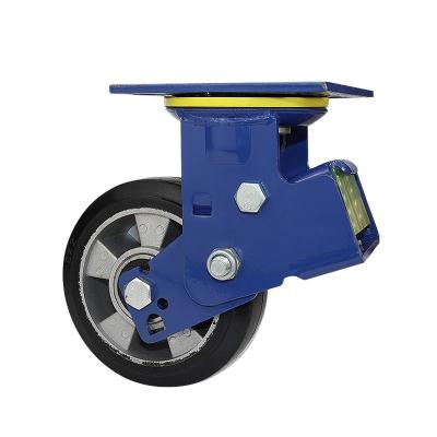 China Flat Free Double Spring Casters Rubber Swivel Wheel Caster Aluminum Core Rubber Caster Wheel With Screws for sale