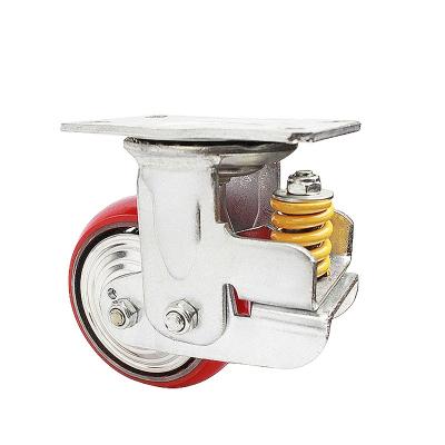 China Flat Free Wholesale Fork Pu Caster Wheel With Break Heavy Duty Inflatable Caster for sale