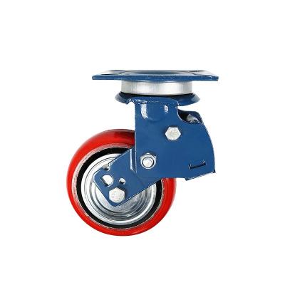 China Flat Free Double Spring Casters Heavy Duty Adjustable Casters Wheel Swivel With Brake for sale