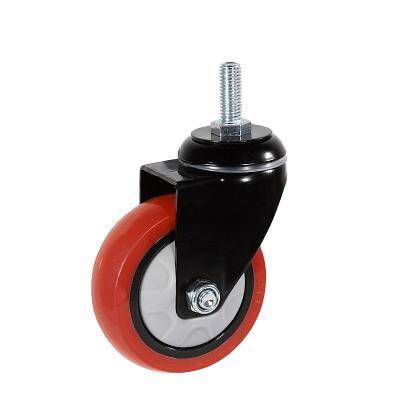 China Flat Free Medium-sized Casters Red Single Bearing Galvanized Lectrophoretic Fixed Universal Brake Screw Casters for sale