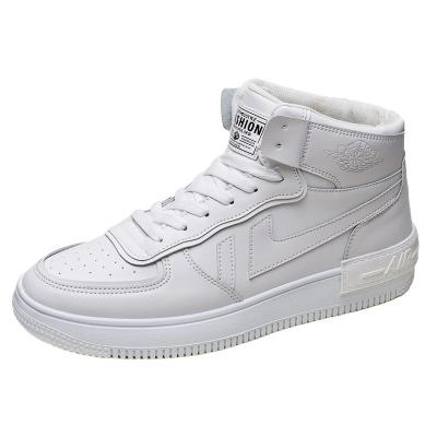 China All-match fashion trend hot sale men's shoes casual sneakers high top pure white fashion for sale