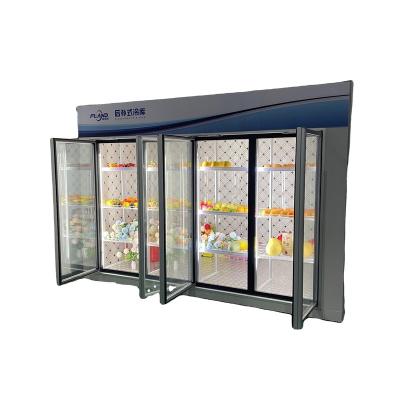 China Custom Glass FLAND Container Door Display Cold Room Walk In Chiller Cooling Room For Commercial Beverage Beers Supermarket Use for sale