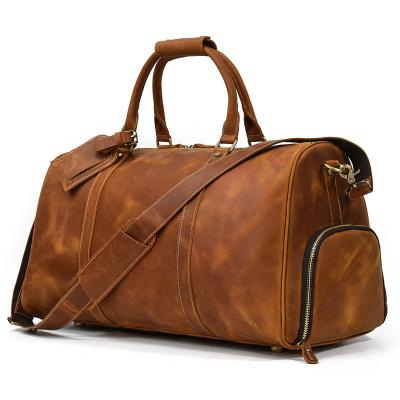 China Genuine Leather Genuine Leather Genuine Leather Vintage Travel Shoes Waterproof Duffel Bags Compartment Bag For Men for sale