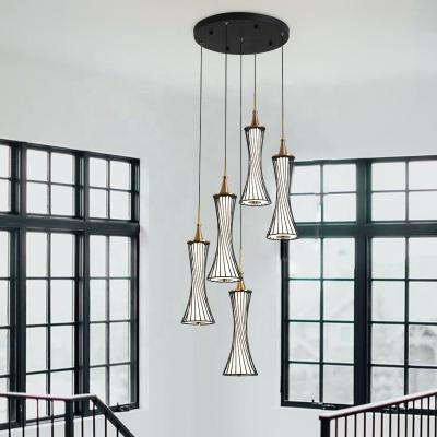 China High Quality Home Restaurant Lights Modern Indoor Luxury LED Hotel Pendant Light Black Acrylic Chandelier for sale