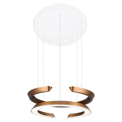 China Modern New Faction Adjustable Lift Sensor Dimming Dining Room Ring Acrylic Chandelier Light Kitchen Rose Gold Light for sale