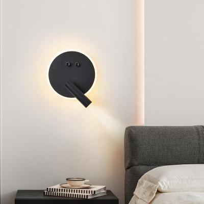 China Lighting Works Modern New Style Led Wall Light Round Black Aisle Wall Lamp Smart Adjustable Lights For Stairs for sale