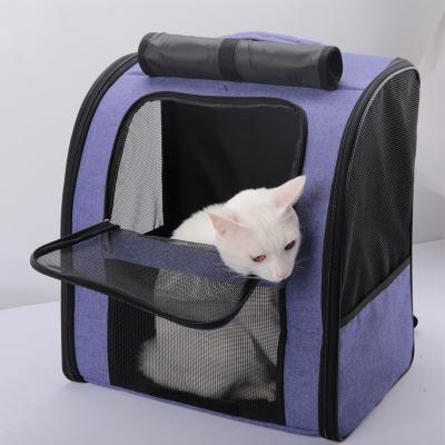 China Portable Cat Carrier Travel Cat Bag Pet Backpack Carrier Large Expandable Space Airline Approved Outdoor Travel Foldable Shoulder Bag for sale