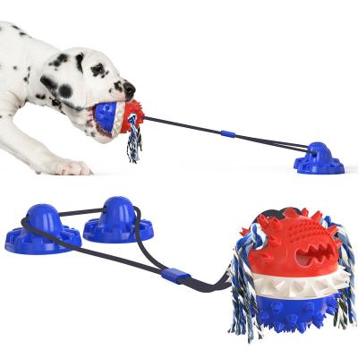 China New Improved Viable Dog Chewing Toy Molar Chewing Toy Pet Rope Sucker Ball TPR Interactive Toy Dog for sale