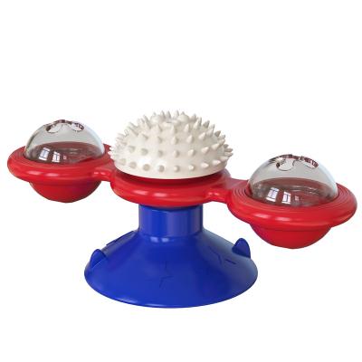 China Exciting and Interactive Colorful Glowing Rolling Toy Cat Viable Windmill Cat Spinning Toy Rolling Ball for sale