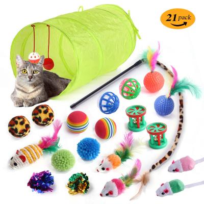 China Dog Playing Chewing Tunnel Collapsible Cat Toy Funny Cat Stick Mouse Supplies Funny Tunnel Badminton Mouse Trained Cat Toy Set for sale