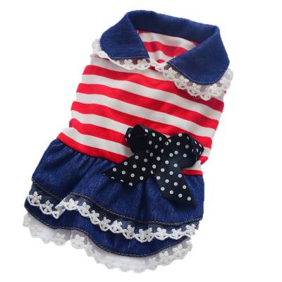 China New Design Viable Summer Dog Denim Skirt Pet Skirt Spring Slim Clothes Bow Skirt Pet Camisole Clothes Puppy Clothes for sale