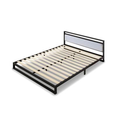 China Economic Leather Upholstered Storage Bed Metal Frame Easy To Put Up Wooden Slats Support Platform Upholstered Bed for sale