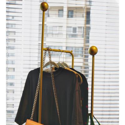 China Durable Light Luxury Modern Style Home Bedroom Floor Metal Hanger Hotel Coat Rack for sale