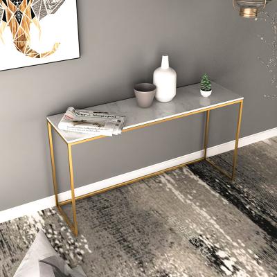 China (Other) Gold and Marble Top Mirror Hallway Table Console Adjustable Luxury Living Room Small for sale