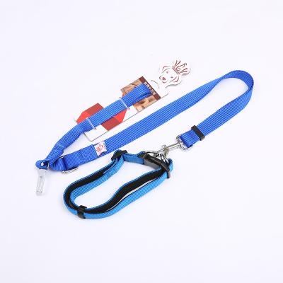 China Viable Universal Pets Accessories Soft Dog Collar Double And Comfortable Adjustable And Nylon Dog Leash Pet Safety Belts With For Car for sale