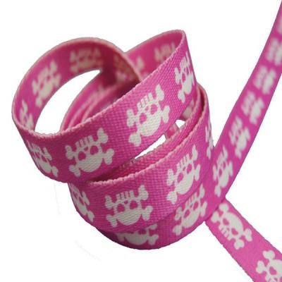 China Polyester viable nylon webbing printed skull for guitar strap or no_pull dog collar and leash for sale