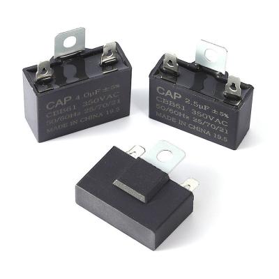 China Motor starting CBB61 450 VAC 5 uF capacitor CBB61 5 microfarad capacitors with double terminals for fans for sale