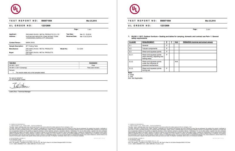 UL - Zhejiang Zhuoli Metal Products Co., Ltd.