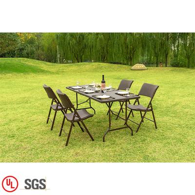 China Party Foldable High Quality Brown Cateral Tables Gardening Long Camping Picnic Tables Folding Catering Table for sale