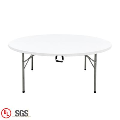 China 6FT Fold-In-Half Modern Outdoor Camping Table Plastic Banquet Dinner Folding Round Table For Events for sale