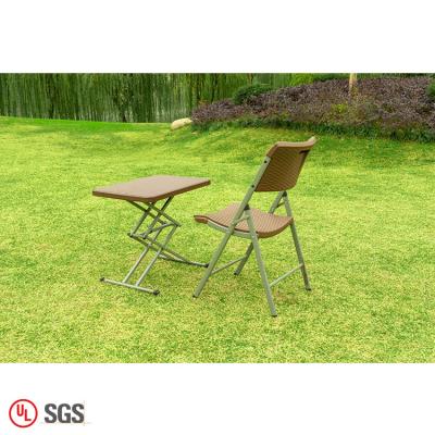 China Lightweight Adjustable Folding Rattan Furniture Outdoor Height Modern Dining Table Set for sale