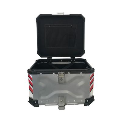 China Durable Universal Motorcycle 55L Rear Trunk Box Storage Helmet Luggage Toolbox Case Key Lock Tail Box for sale