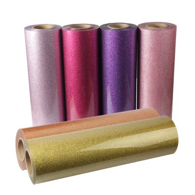 China Easy to cut and weed wholesale custom iron on sheets htv glitter heat transfer vinyl roll for t shirts for sale