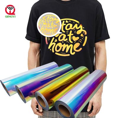 China Apparel wholesale 50cm printing htv iron on holographic rainbow heat transfer vinyl sheets 12x12 paper for laser printer for sale