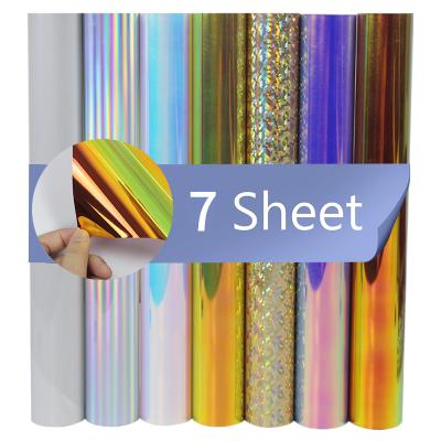 China Clothing new arrival colorful pattern rainbow chrome fantasy theme vinil htv heat transfer film heat transfer vinyl for garment for sale