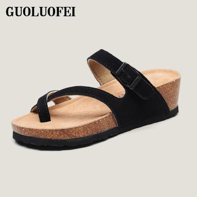 China New Hot Bohemian Summer Fashion Trend Flip Flops Sandalias Leather Slippers Women Shoes Wedges Sandals With Adjustable Buckles for sale