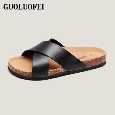 China Latest Anti-odor Summer Beach Ladies Flat Heel Slipper Vintage Design Women Cork Sandals for sale