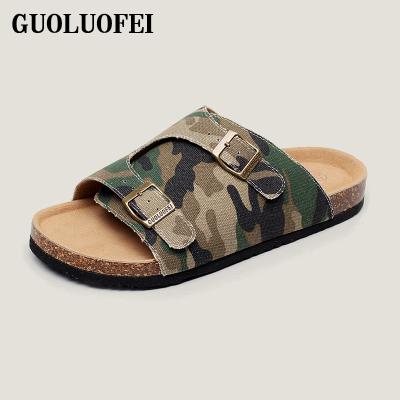 China Outdoor Men's Color Camouflage Sale Beach Cork Slippers Summer Flat Warm Sandals Slippers For Men for sale