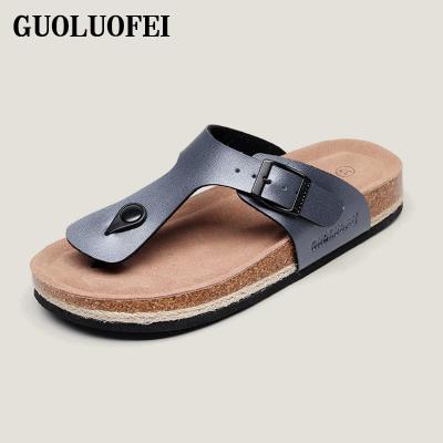 China Fashion Trend Summer Beach Sandals Flip Flop Comfortable Thong Men's Cork Leather Slippers for sale