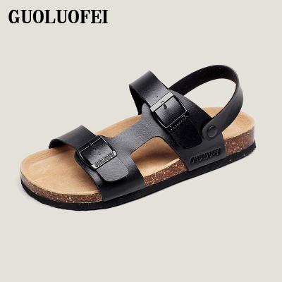 China Men's Anti-Smell Cork Men's Sandals Summer PU Flat Leather Sandals Casual Men's Sandals For Men for sale