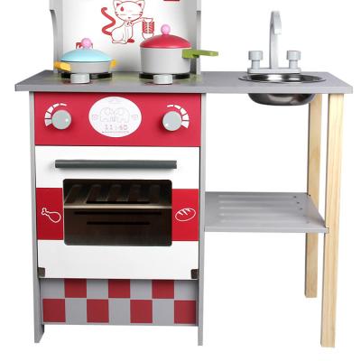 China Bring joyful to kids children wooden kitchen toys play set with stainless accessories T65642 for sale