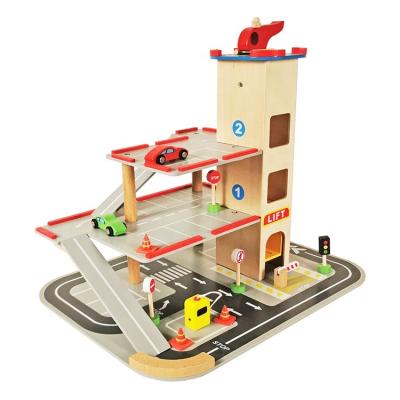 China Simple and classic children's play parking lot wooden toy made of solid wood for playing house and simulating work scenes for sale