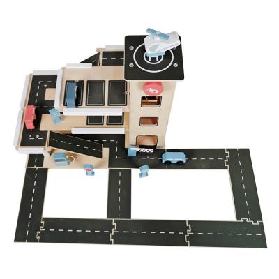 China Ride on Toy Black and Log Color Three Storey Airport Gas Station Wooden Toys T70256 for sale