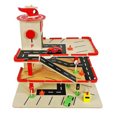 China Multifunctional Soild Wooden Parking Lot For Kids Educational Toys for sale