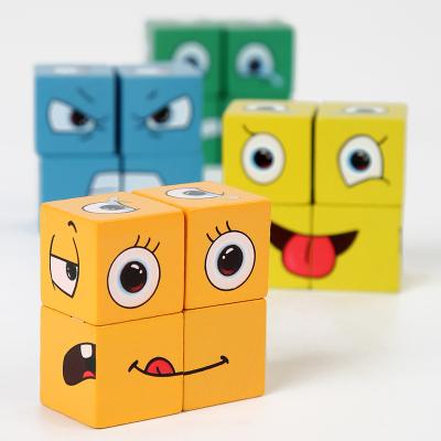 China The face-changing cube in wooden wooden box building block children's parent-child wooden toys of challenge desktop level interaction for sale