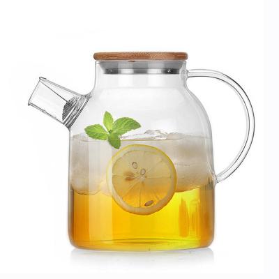 China Good CLASSIC quality heat resistant glass teapot, glass teapot with infuser with bamboo lid for tea for sale