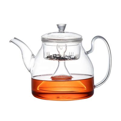 China Sustainable High Temperature Resistant Thickened Glass Teapot Set 1000ml for sale