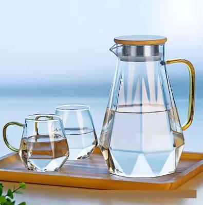 China Hotel Restaurant Office 1.6L 1.8L Glass Cold Water Home Pitcher Set Household Cold Water Jug High Temperature Fruit Juice Pot Fruit Teapot Diamond Pot Large for sale