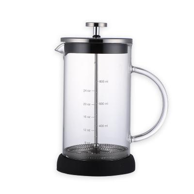 China Viable Custom Single Layer Glass French Teapot 350ml 600ml 1000ml Borosilicate Press Coffee Pot Hand Coffee Kettle for sale